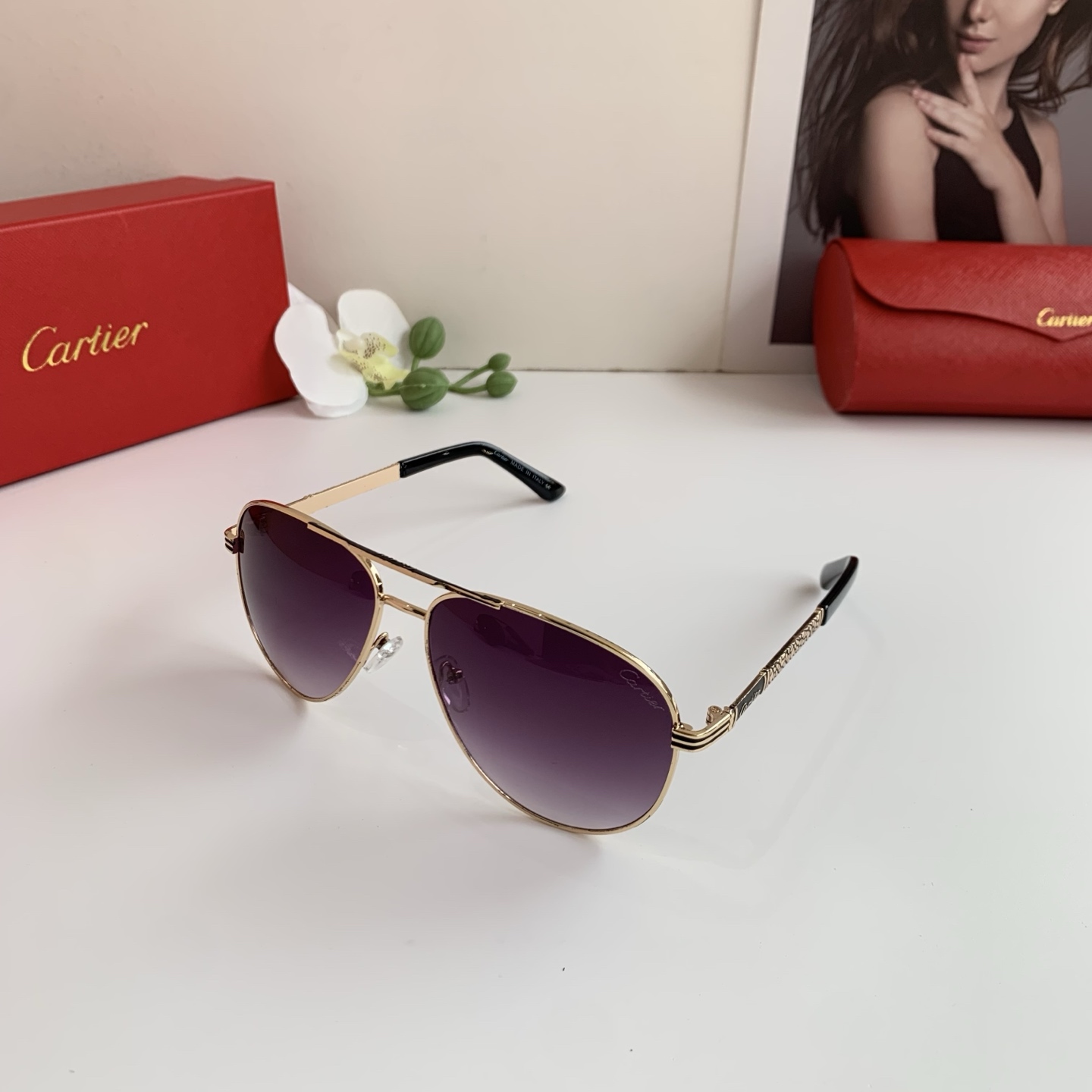 Cartier 卡地亞 新款高端飛行員蛤蟆框墨鏡｜時尚潮流太陽眼鏡｜戶外駕駛旅遊必備