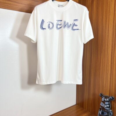 LOEWE 羅意威 白色 2025春夏新款精品仿製圓領短袖T恤 純棉舒適男士上衣