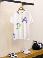 Prada 頂級原單白色短袖T恤 高定面料手繪圖案 時尚潮男必備 2025夏季新品
