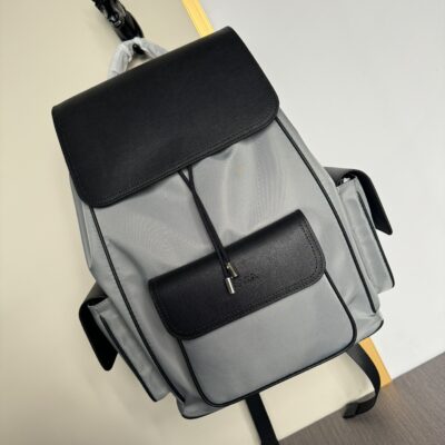 Prada 高仿雙肩背包精品仿製款8457-6 尼龍拼小牛皮 時尚大容量超強收納風格設計