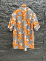 GUCCI 復刻版灰橘印花棉府綢襯衫 25SS春夏新品 珍珠母貝紐扣點綴