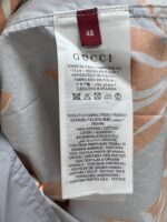 GUCCI 復刻版灰橘印花棉府綢襯衫 25SS春夏新品 珍珠母貝紐扣點綴