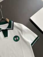 GUCCI 頂級原單白色翻領短袖T恤 男士高克重精梳棉 寬鬆立體剪裁