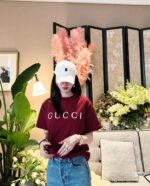 GUCCI 高仿新春限定雙紗短袖T恤 安可拉紅300克重磅質感 寬鬆版型時尚百搭