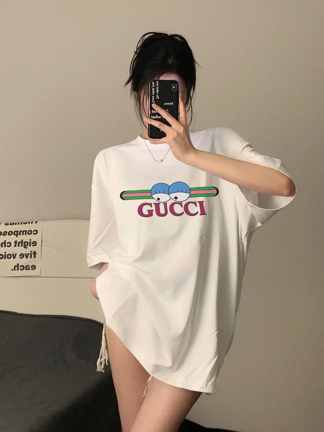 GUCCI 高仿蛇年限定眼睛印花短袖T恤 潮流設計百搭寬鬆款