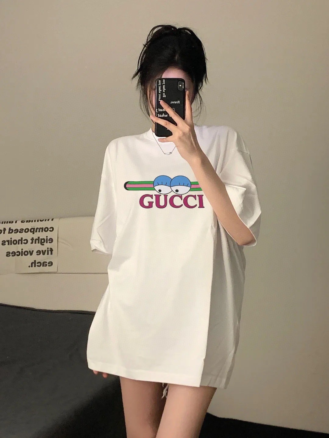 GUCCI 高仿蛇年限定眼睛印花短袖T恤 潮流設計百搭寬鬆款