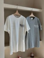 GUCCI 原單32S精梳棉刺繡寬鬆灰色上衣 立體挨針刺繡工藝舒適百搭