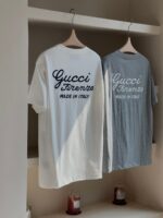 GUCCI 原單32S精梳棉刺繡寬鬆灰色上衣 立體挨針刺繡工藝舒適百搭