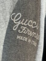 GUCCI 原單32S精梳棉刺繡寬鬆灰色上衣 立體挨針刺繡工藝舒適百搭