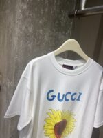 GUCCI 精品仿製向日葵植物印花T恤 春夏新款寬鬆版型 男女同款清新風格