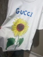 GUCCI 精品仿製向日葵植物印花T恤 春夏新款寬鬆版型 男女同款清新風格