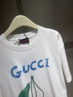 GUCCI A貨植物櫻桃印花T恤春夏新款 清新圖案寬鬆版男女同款穿搭百搭