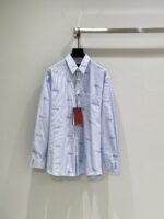 GUCCI 高仿GU字母條紋刺繡襯衫落肩寬鬆設計 男女同款早春新作