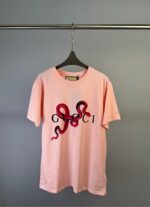 GUCCI 原單蛇年限定紅鑽蛇印花短袖T恤 時尚立體燙鑽潮流早春新作