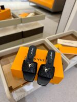 LV 2025高跟拖鞋｜頂級原單高仿・小羊皮電繡・5.5CM優雅跟高