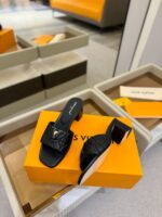 LV 2025高跟拖鞋｜頂級原單高仿・小羊皮電繡・5.5CM優雅跟高