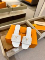 LV 2025新款高跟拖鞋｜頂級原單小羊皮電繡・5.5cm跟高時尚優雅
