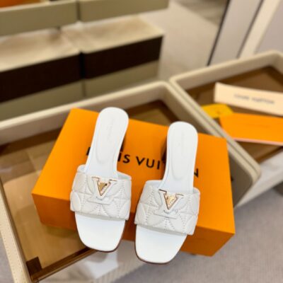 LV 2025新款高跟拖鞋｜頂級原單小羊皮電繡・5.5cm跟高時尚優雅
