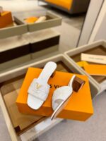 LV 2025新款高跟拖鞋｜頂級原單小羊皮電繡・5.5cm跟高時尚優雅