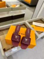 LV 2025新款高跟拖鞋｜小羊皮電繡紋・5.5cm優雅跟高・頂級原單仿製