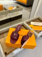 LV 2025新款高跟拖鞋｜小羊皮電繡紋・5.5cm優雅跟高・頂級原單仿製