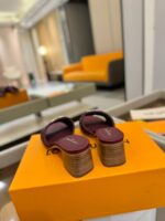 LV 2025新款高跟拖鞋｜小羊皮電繡紋・5.5cm優雅跟高・頂級原單仿製