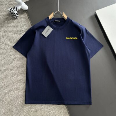 Balenciaga 巴黎世家 2025 春夏新款高密純棉刺繡T恤｜寶藍色｜精品仿製高版本