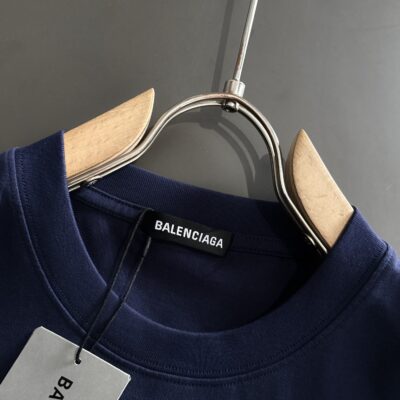 Balenciaga 巴黎世家 2025 春夏新款高密純棉刺繡T恤｜寶藍色｜精品仿製高版本