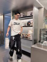 迪奧高仿2025春夏高定玉蠶絲圓領短袖絲滑舒適時尚百搭白色款