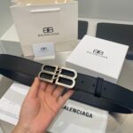 巴黎世家原單時尚腰帶光皮復古經典扣百搭3.5cm寬2025新品