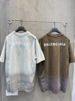 巴黎世家精品仿製廢土風雙環刺繡拼接短袖T恤寬鬆做舊男女同款2025新品