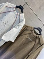 巴黎世家精品仿製廢土風雙環刺繡拼接短袖T恤寬鬆做舊男女同款2025新品