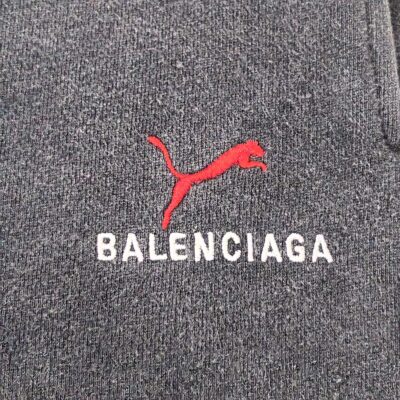 巴黎世家高仿彪馬聯名短袖T恤洗水黑徽章刺繡做舊圓領2025秋季新品