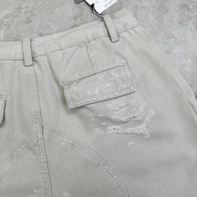 巴黎世家精品仿製淺灰做舊褪色牛仔短褲三重水洗粗獷質感2025新品