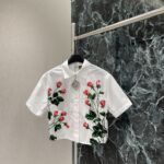 LOEWE 罗意威 2025夏季 红玫瑰印花翻领短袖衬衫 女士复古浪漫