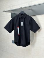 巴黎世家復刻版標籤印花短袖襯衫定制面料舒適時尚2025新品
