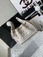 Chanel高仿25C早春多口袋Hobo包粗花呢雙C迷你款