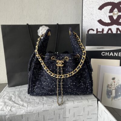 Chanel高仿25C早春多口袋Hobo小號包 粗花呢都市工裝風