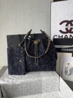 Chanel香奈兒高仿25C早春多口袋Hobo包 粗花呢質感 復古優雅百搭