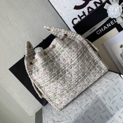 Chanel高仿25C早春多口袋Hobo包粗花呢雙C經典款