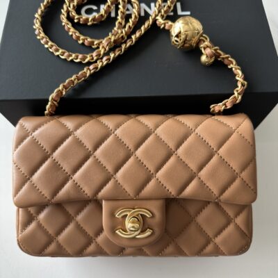CHANEL高仿AS1787深杏色小羊皮包 經典華麗精緻新品