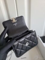 CHANEL高仿AS99164黑色珐瑯手柄小廢包 雙C特殊粗鏈條 春夏百搭新品
