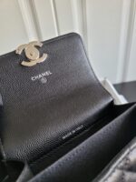 CHANEL高仿AS99164黑色珐瑯手柄小廢包 雙C特殊粗鏈條 春夏百搭新品