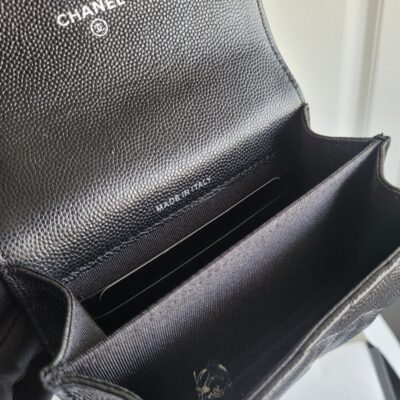 CHANEL高仿AS99164黑色珐瑯手柄小廢包 雙C特殊粗鏈條 春夏百搭新品