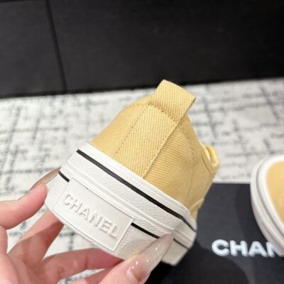 Chanel精品仿製春夏厚底帆布餅乾休閒鞋黑白配色透氣時尚2025新品