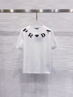 PRADA白色短袖T恤2025春夏男女同款 高端重工字母LOGO