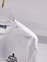 PRADA高仿白色短袖T恤2025春夏男女同款重工字母LOGO