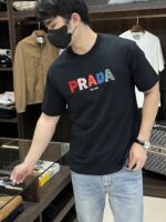 Prada高仿春季新款短袖T恤 時尚休閒純棉圓領半袖