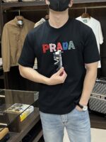 Prada高仿春季新款短袖T恤 時尚休閒純棉圓領半袖