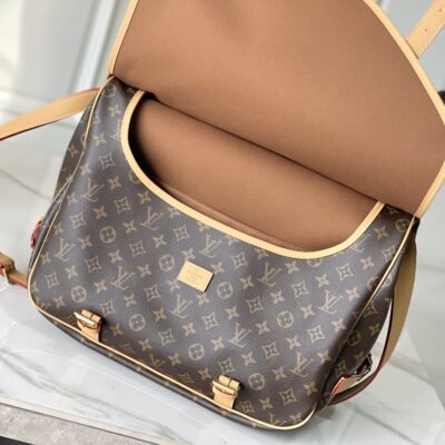 LV 路易威登 復刻版 SAUMUR 双子星大号手袋 M42252 牛皮飾邊 時尚斜挎